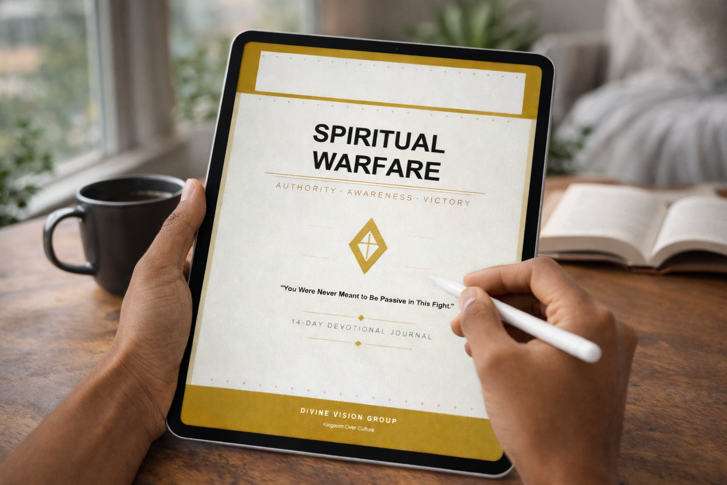 "Spiritual Warfare Devotional" Learn how to stand firm spiritually instead of feeling constantly overwhelmed.